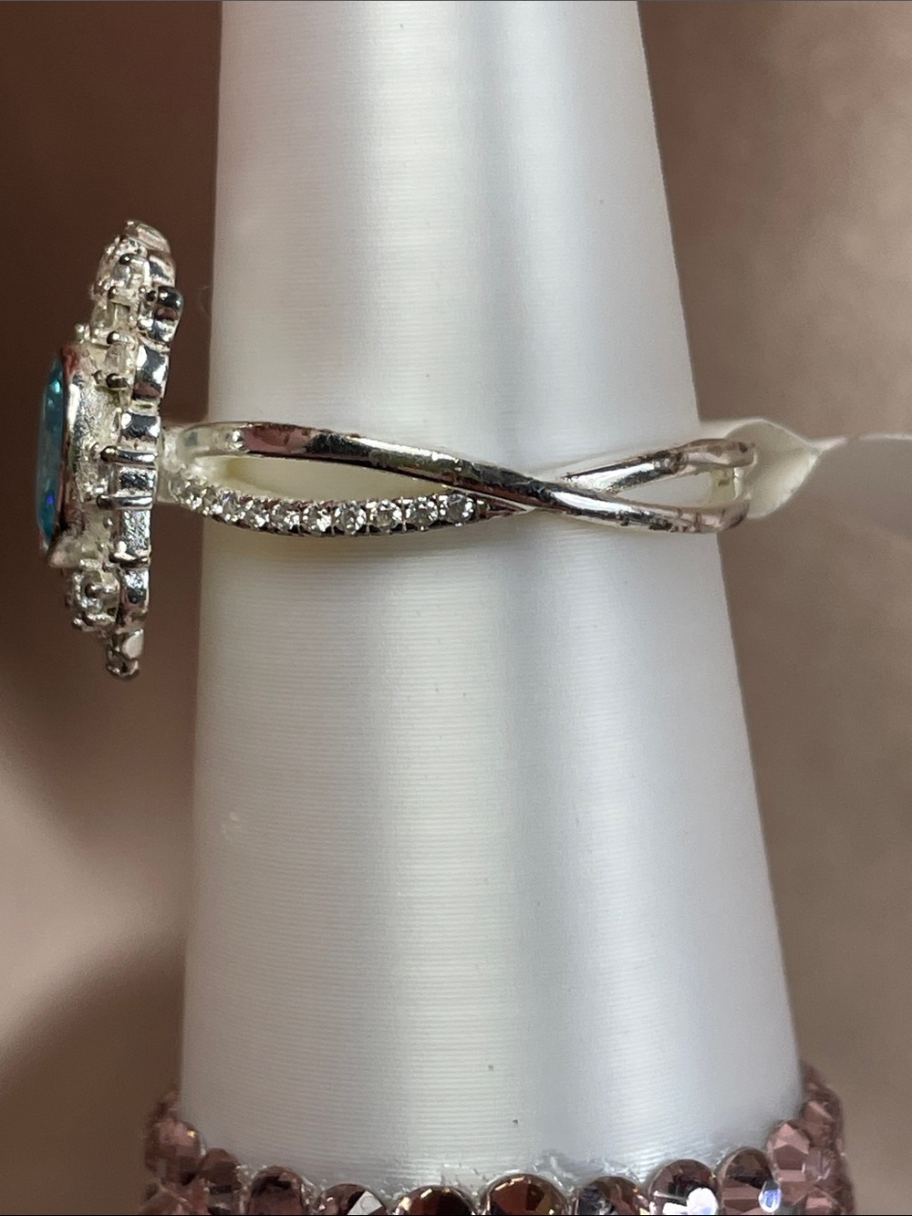 Bomb Party RETRO "The Sterling Club" Aqua CZ on 925 Sterling Silver Size 10 - Picture 2 of 10